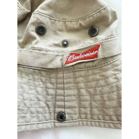 Budweiser Bucket Hat Men Tan Snaps Vented Fishing Beach Beer Drinking Hiking - Picture 4 of 9